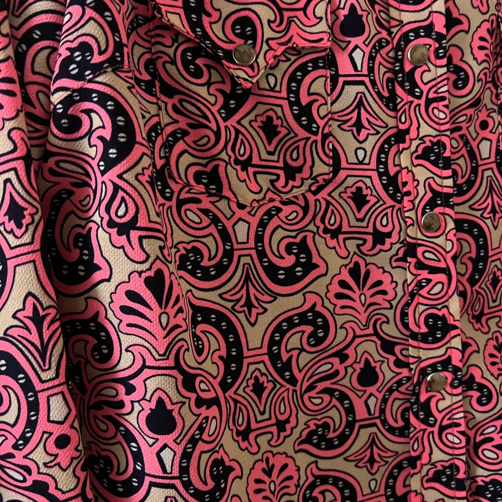 Vibrant Pink and Black Patterned Shirt